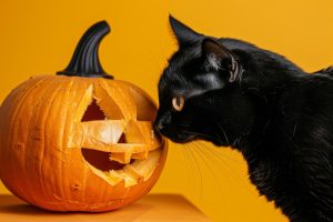 Limiting exposure to Halloween activities and using window coverings and white noise can help calm your cat during the holiday.